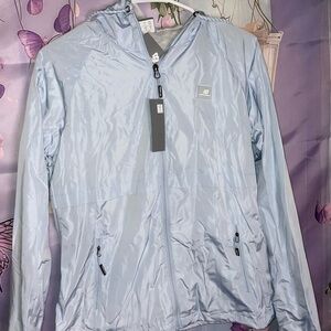 New Balance Light Blue Hooded Windbreaker Jacket